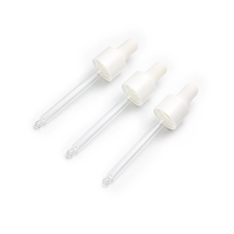 18mm 18/410 smooth plastic dropper with glass pipette and bulb for glass bottle